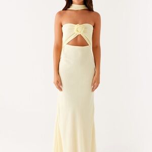 Peppermayo Strapless Cream Dress